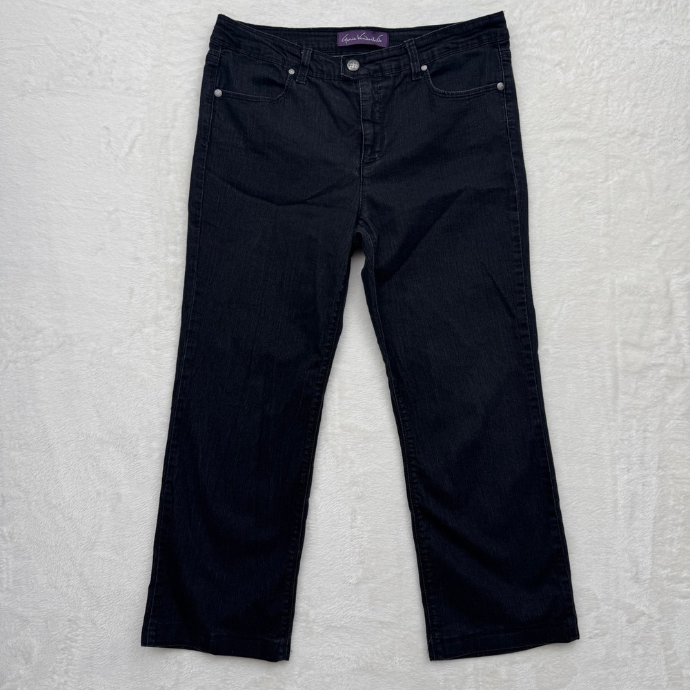 Gloria Vanderbilt Jeans Womens 14 Black Indigo Straight Leg Average Mid Rise 5